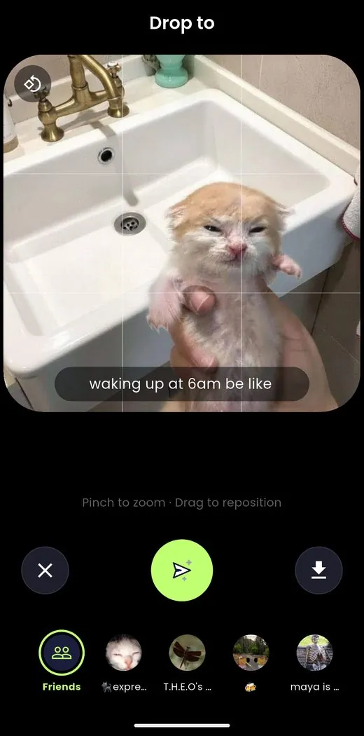 choosing who to drop a photo to